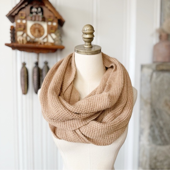 J. Crew Accessories - J. Crew Wool & Angora Blend Tan Knit Infinity Scarf